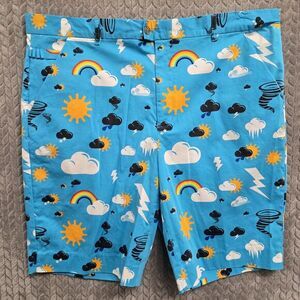 Royal &‎ Awesome Men`s Golf Shorts Size 44 Blue Clouds Sun Tornado Rainbow